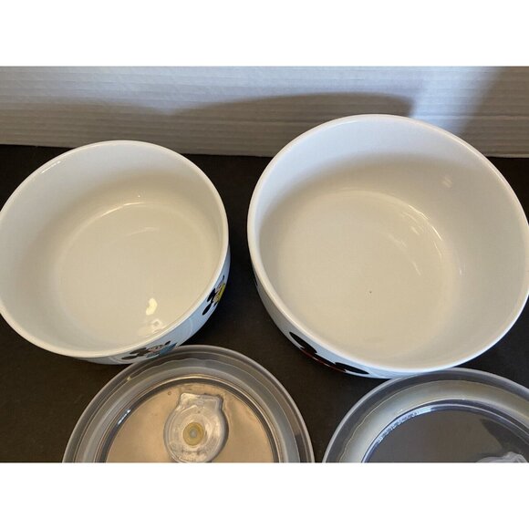 set of 2 Mickey Mouse Disney covered air tight vented soup salad serving bowls - Picture 7 of 7
